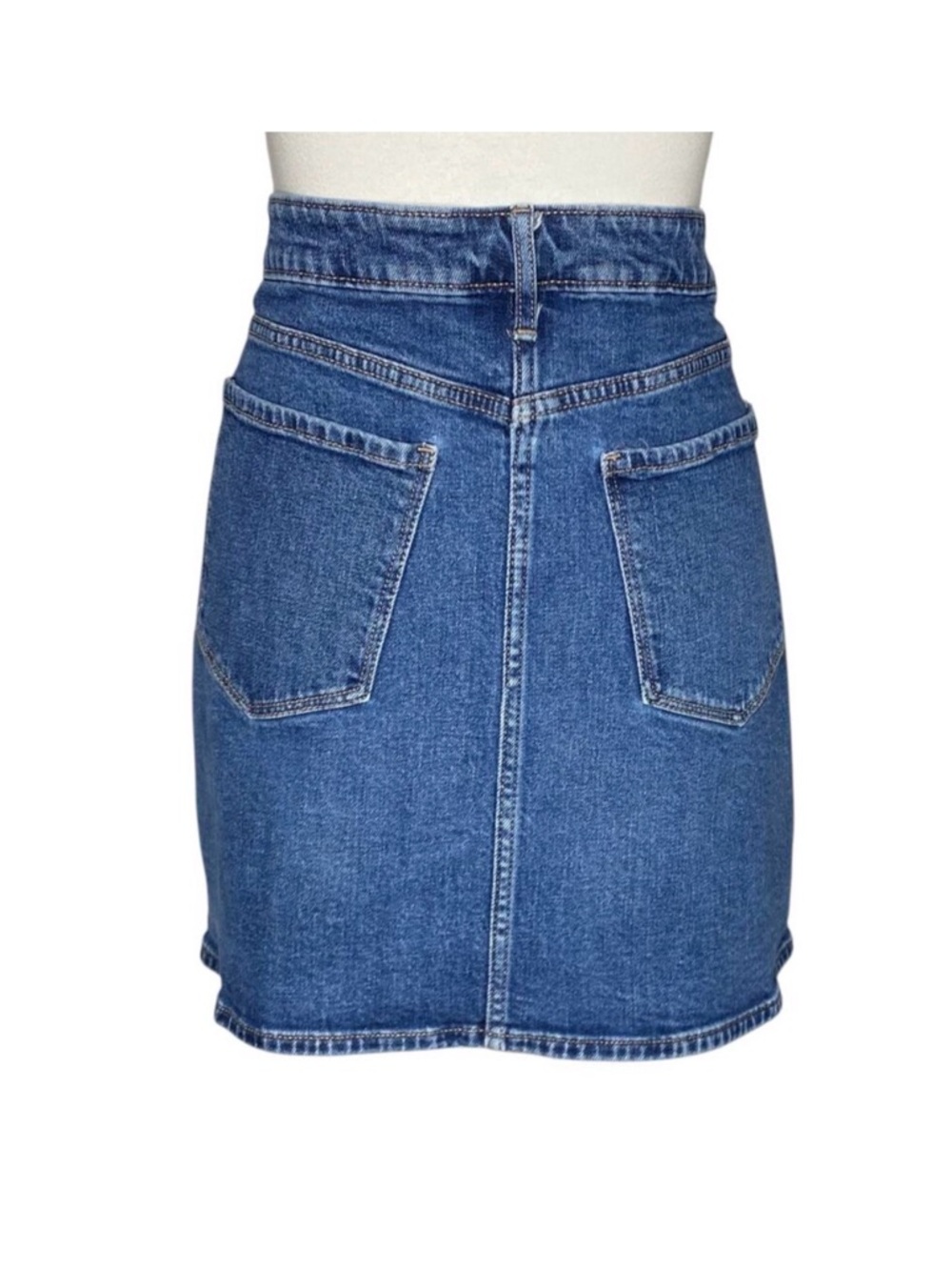 Old Navy Button Front Denim Scottie Blue High Waisted Mini Skirt Sz16 - Picture 2 of 7